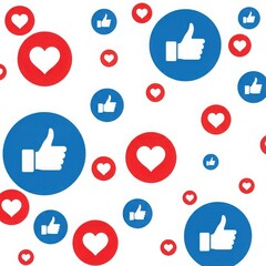 Obraz premium Social media likes and hearts pattern background