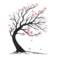 Cherry Tree and Sakura Blossom Vector Design