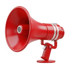 Fototapeta premium Bright red electronic siren speaker with mounting bracket