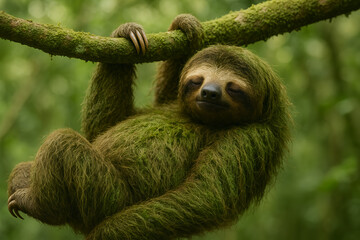 Fototapeta premium Sloth hanging on a branch