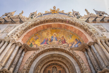 St Mark’s Basilica facade and decorative details in Venice