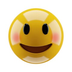 Fototapeta premium Bright yellow smiley face with blush and white stripes