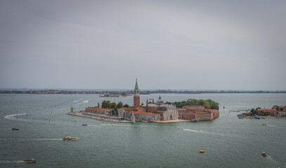 San Giorgio Maggiore island and Venetian lagoon panoramic view