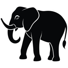 Obraz premium Silhouette of an african elephant standing with tusks and trunk