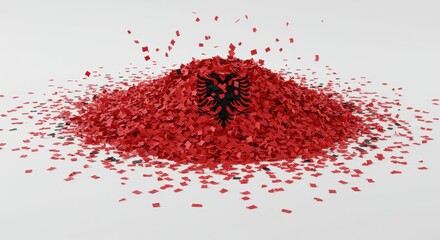 Abstract red numeric decoration with glossy effect on plain background
