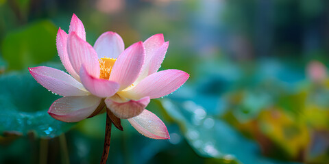 Detail of lotus flower on a blurred background, Concept of mindfulness