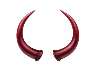 Pair of Red Devil Horns demon isolated on a transparent background