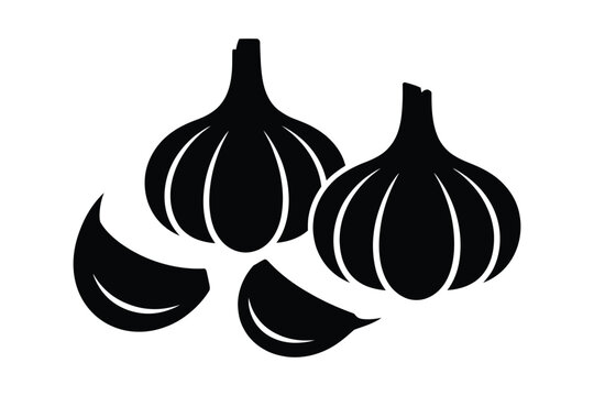 Black garlic bulbs and cloves on a white background vector