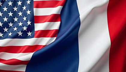 The American and French flags are waving together, symbolizing the strong alliance between the two nations.