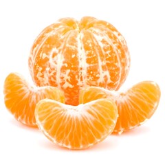 Close-up of peeled tangerine and slices