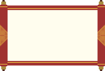 red korean scroll illustration