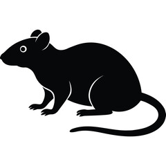 Obraz premium Silhouette of a black rat or mouse on a white background