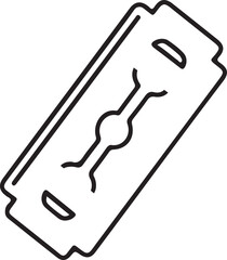 A simple, line-art illustration of a double-edged razor blade. This icon is suitable for use in contexts related to shaving, grooming, or barbershop themes.