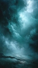 Obraz premium Dramatic underwater view of a powerful ocean wave crashing with light