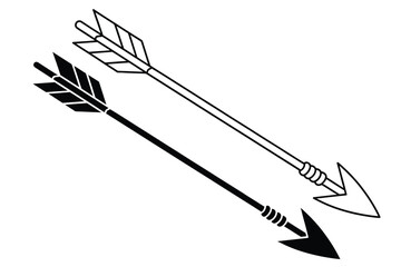 Two Arrows Illustration One Black and One Outline on White Background