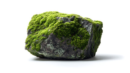 Green moss-covered rock showcases nature's beauty in a minimalist setting