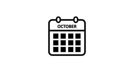 Modern Calendar icon isolated . Monthly and Day calendar icon , October text animation .October month calender icon isolated .