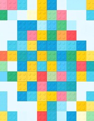 Obraz premium Colorful, repeating pattern of square plastic building blocks