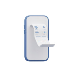 3D Render of Blue Smartphone Displaying a Digital Receipt