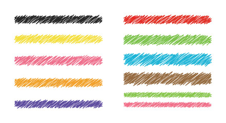 Obraz premium Colorful crayon or marker strokes in various vibrant hues on white background