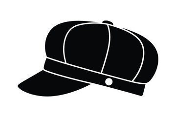 Black and white newsboy cap icon vintage style headwear