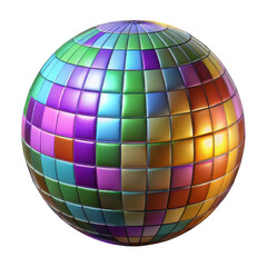 Fototapeta premium 3d disco ball with vibrant rainbow cubes festive party light transparent background
