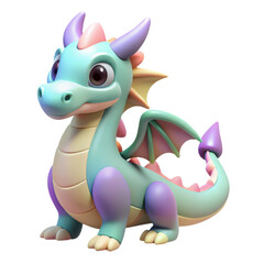 Cute pastel baby dragon fantasy creature adorable mythical beast 3d render