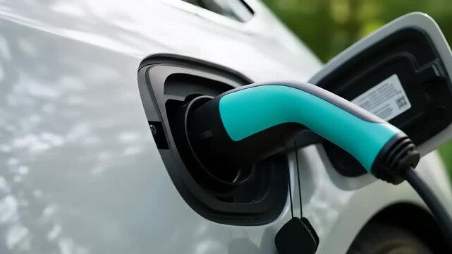 EV charging with outdoors, and green nature.