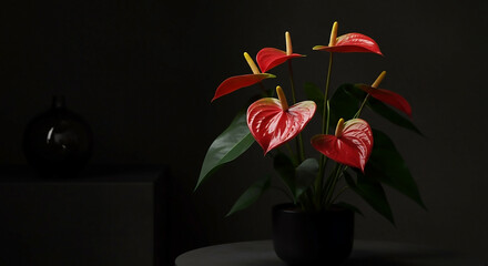 Stunning Anthurium Plant, a Vibrant Air-Purifying Indoor Plant with Crimson Heart-Shaped Blooms