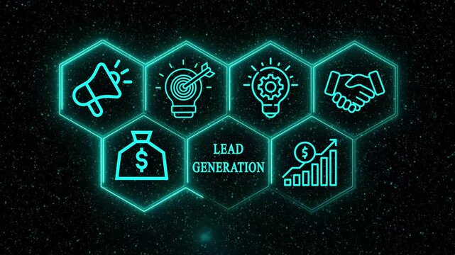Neon Business Roll Icon Series. Globing Trial and Magenta Startup Strategy Partner for Entrepreneur, Lead and Marketing Success, Video Concept