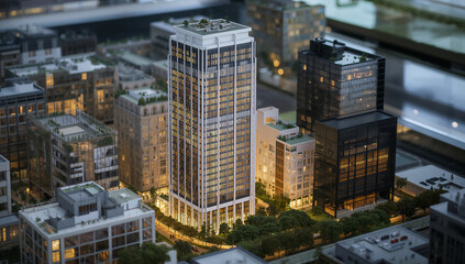 Modern Skyscraper Model Showcasing Urban Design Excellence