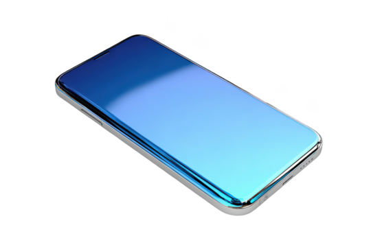 Sleek smartphone featuring a vibrant blue gradient on black background