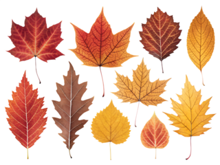 autumn leaves isolated on white