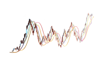 Colorful, overlapping line graph on black, showing fluctuations and trends over time