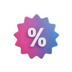 3D Rendered Pink and Blue Percentage Starburst Sign