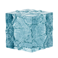 Obraz premium 3D Render of a Blue Ice Cube on Transparent Background