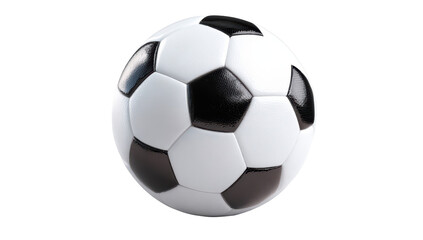 Fototapeta premium Classic soccer ball, black and white pentagons and hexagons, isolated on black background