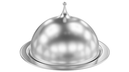 Polished Silver Platter and Cloche on transparent background