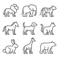Animal Line Art Icon Set