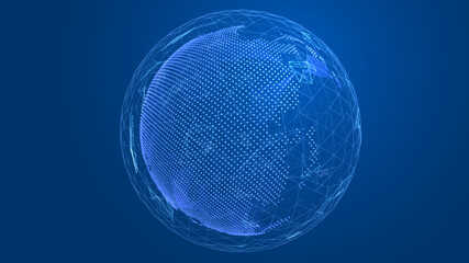 Globe network illustration. Technology digital 3d globe. Digital earth map background. Connection data concept.