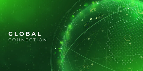 Globe network illustration. Technology digital 3d globe. Digital earth map background. Connection data concept.