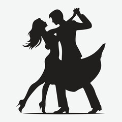 dancing couple dancing silhouette vector