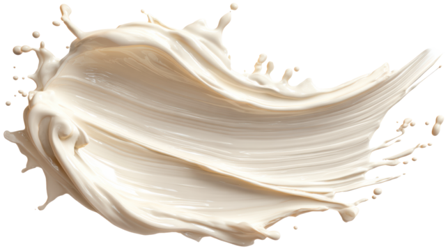 Creamy liquid splashing with dynamic motion and droplets