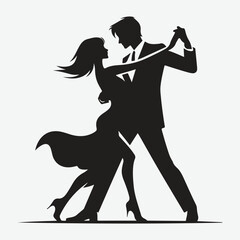 dancing couple dancing silhouette vector