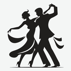 dancing couple dancing silhouette vector