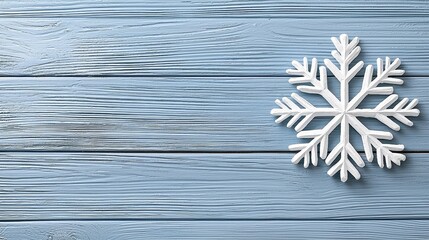 Fototapeta premium White Snowflake on Blue Weathered Wood Winter Holiday Background