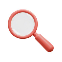 3D Rendered Coral Magnifying Glass on Transparent Background