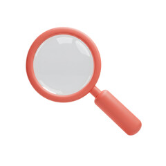 3D Rendered Coral Magnifying Glass on Transparent Background