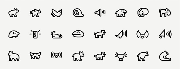 Collection of Minimalist Animal and Object Icons Vector Illustration for Designs and Creative Projects