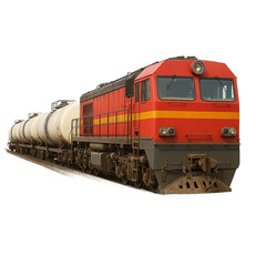 Obraz premium Red Train transporting oil isolated on transparent background